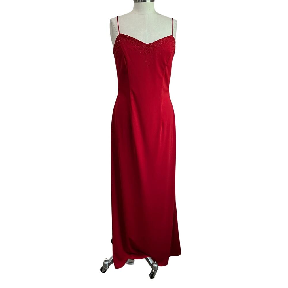 Vintage 1990s Dave and Johnny by‎ Laura Ryner Red Formal Gown Sz 11/12